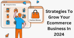 Ecommerce growth strategy with cartoon man